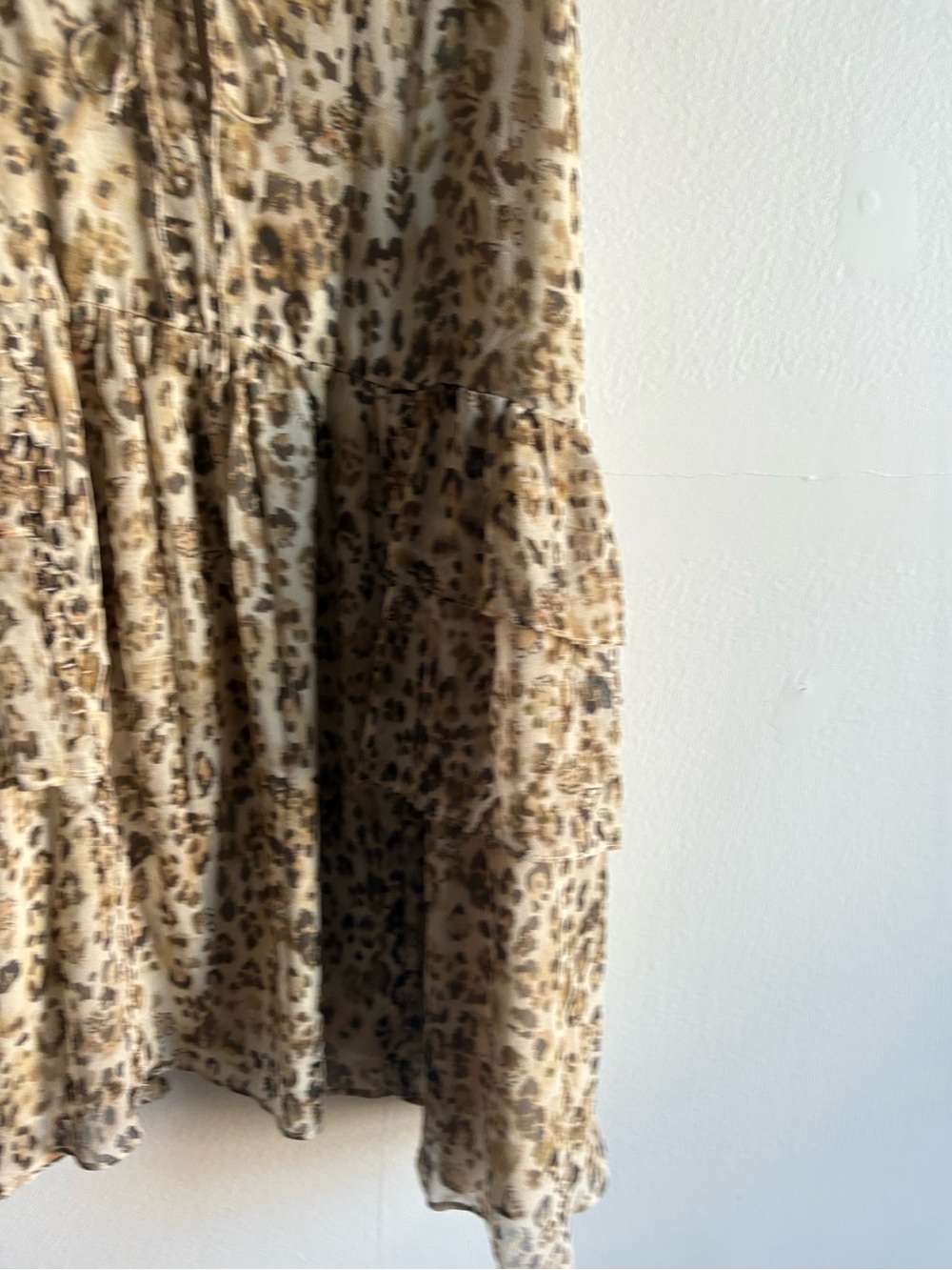 IRO Sz 8 (40) Buzon 100% Silk Leopard Print Tiered Mini Dress - Picture 5 of 10
